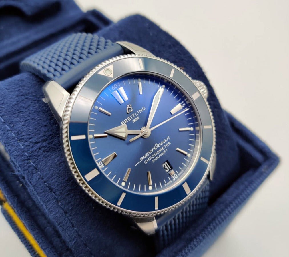 Breitling Superocean Heritage II B20 44mm Blue Dial Blue Rubber Strap Mens Watch - AB2030161C1S1 Buy Now By Breitling