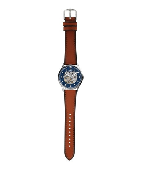 Fossil Forrester Luggage Automatic Skeleton Blue Dial Brown Leather Strap Watch for Men - ME3179 Buy Now By Fossil