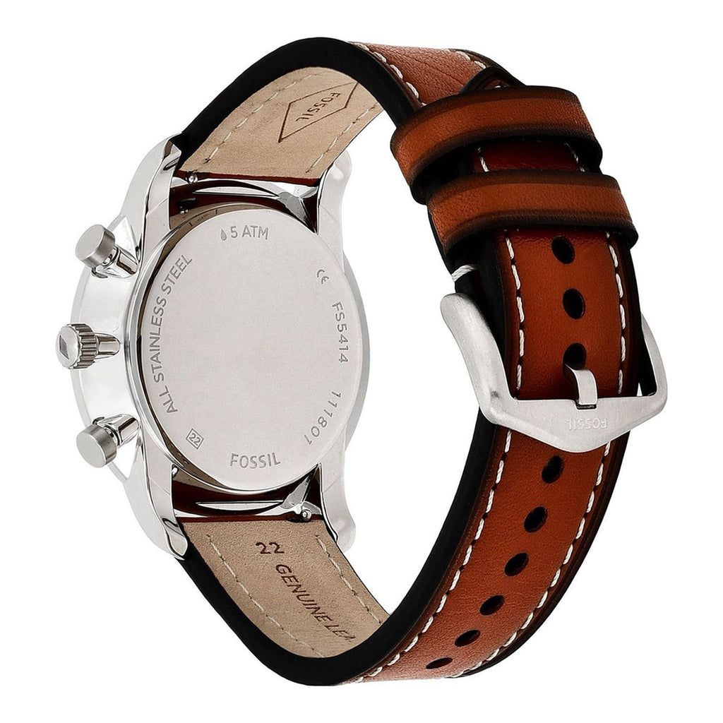 Fossil Goodwin Chronograph Blue Dial Brown Leather Strap Watch for Men - FS5414 Buy Now By Fossil