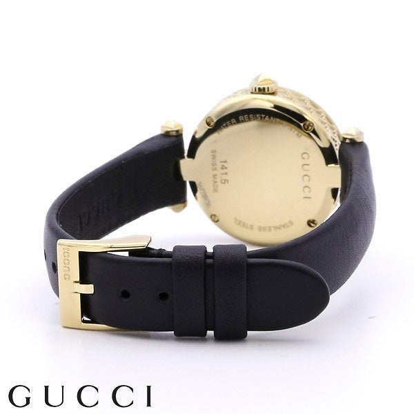 Gucci Diamantissima Mother of Pearl Dial Black Leather Strap Watch For Women - YA141505 Buy Now By Gucci