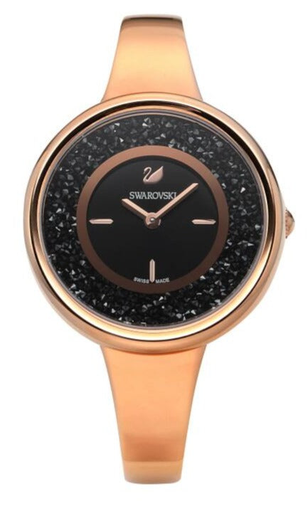 Swarovski Crystalline Pure Black Dial Rose Gold Steel Strap Watch for Women - 5295334 Buy Now By Swarovski