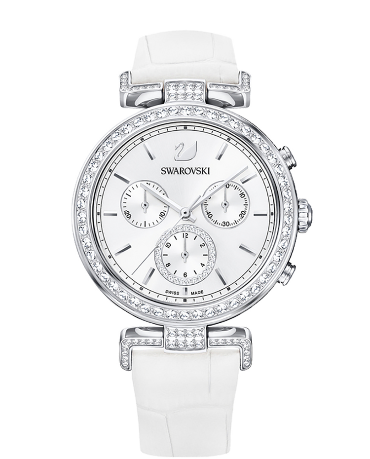 Swarovski Era Journey Silver Dial White Leather Strap Watch for Women - 5295346 Buy Now By Swarovski