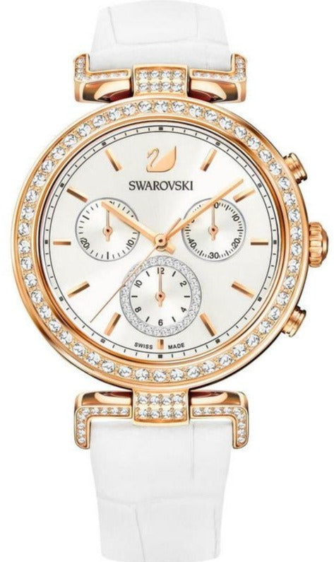 Swarovski Era Journey Silver Dial White Leather Strap Watch for Women - 5295369 Buy Now By Swarovski
