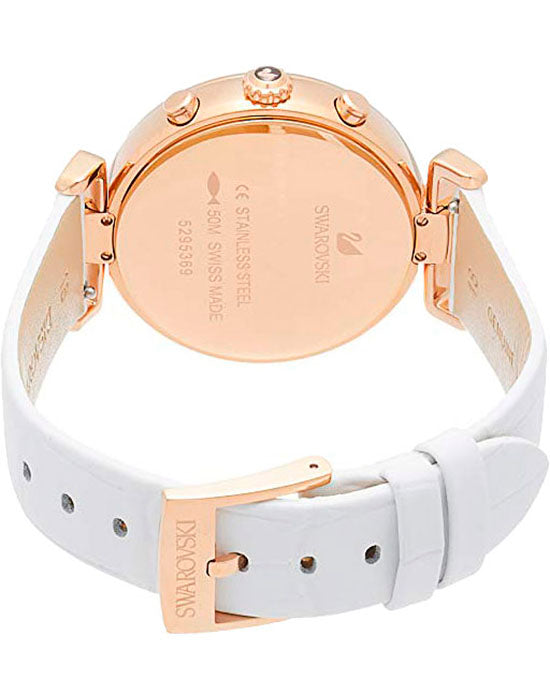 Swarovski Era Journey Silver Dial White Leather Strap Watch for Women - 5295369 Buy Now By Swarovski