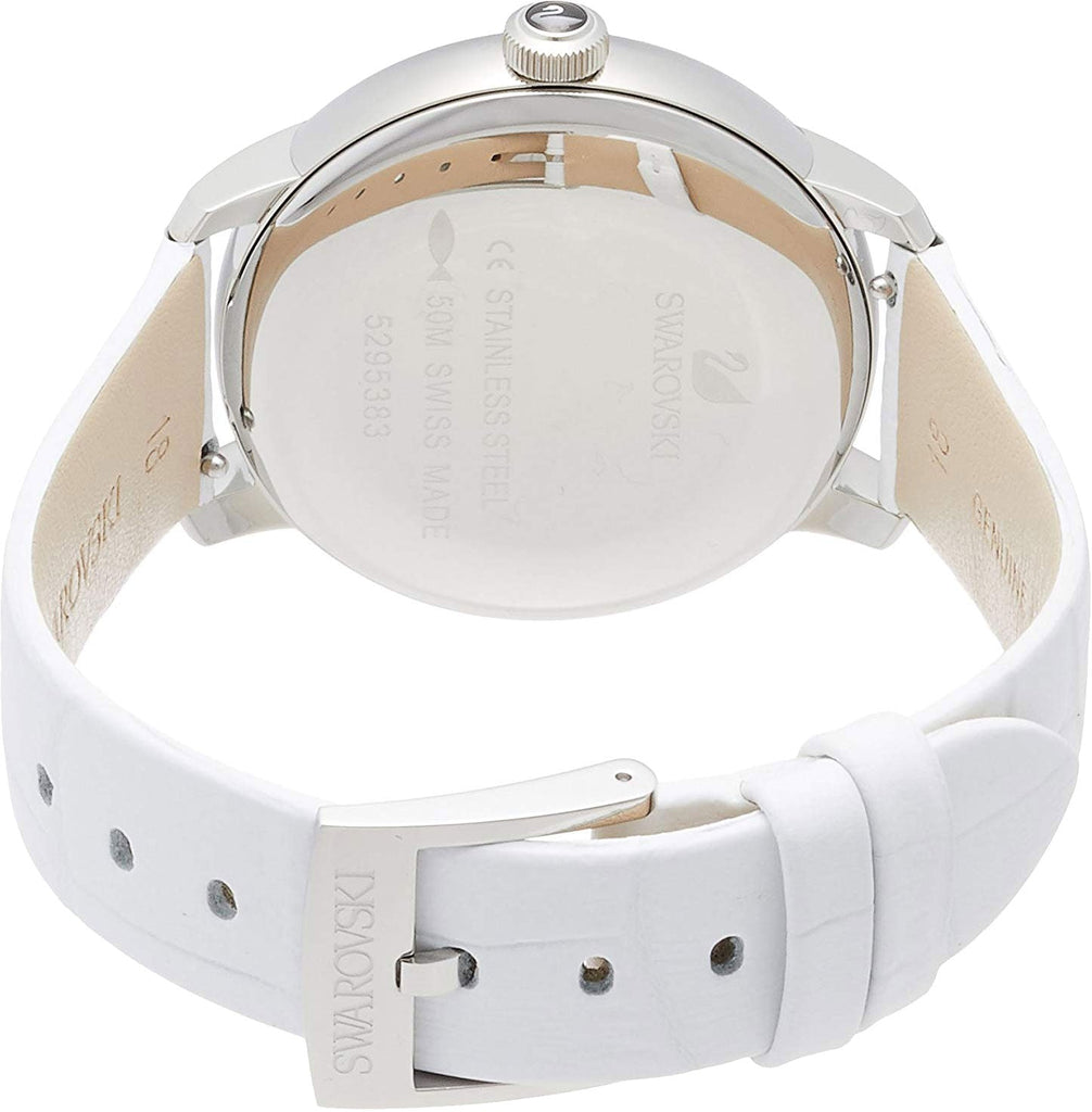 Swarovski Crystalline Hours Silver Dial White Leather Strap Watch for Women - 5295383 Buy Now By Swarovski