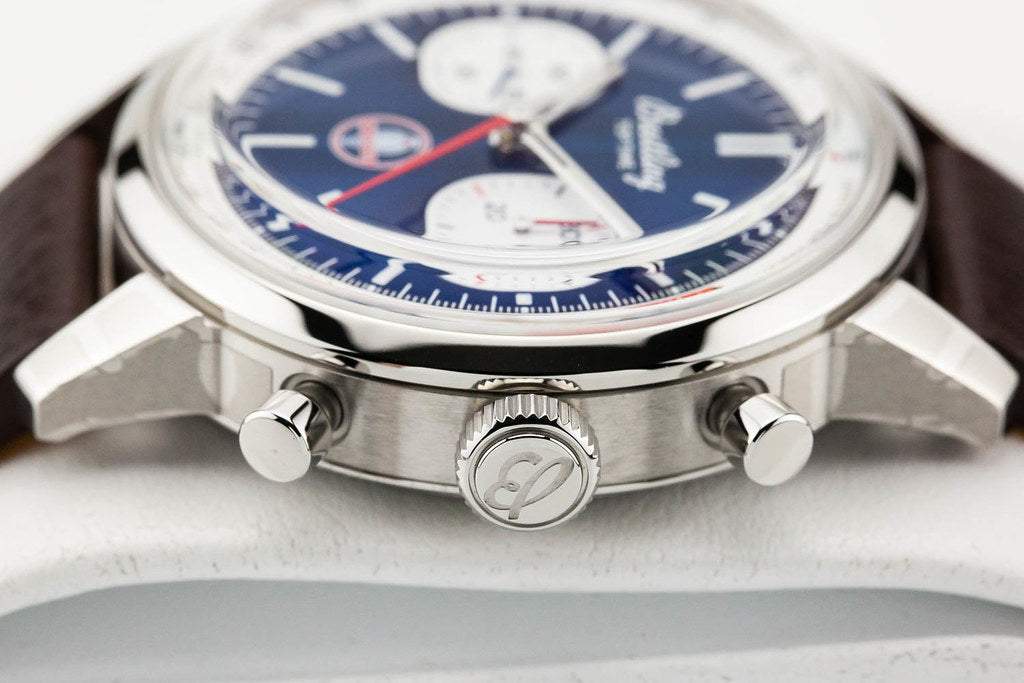 Breitling Top Time B01 Shelby Cobra Blue Dial Brown Leather Strap Watch for Men - AB01763A1C1X1 Buy Now By Breitling