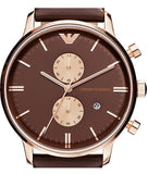 Emporio Armani Classic Chronograph Brown Dial Brown Leather Strap Watch For Men - AR0387 Buy Now By Emporio Armani