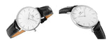Daniel Wellington Classic Petite Reading White Dial Black Leather Strap Watch For Women - DW00100185