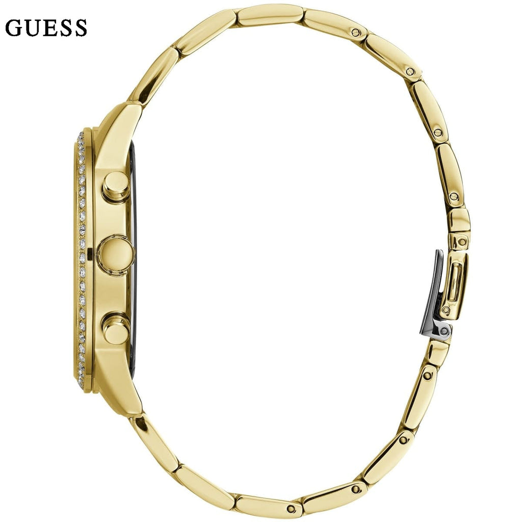 Guess Solar Chronograph Diamonds White Dial Gold Steel Strap Watch for Women - W1069L2 Buy Now By Guess