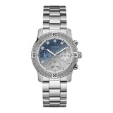 Guess Confetti Diamonds Blue Dial Silver Steel Strap Watch for Women - W0774L6 Buy Now By Guess