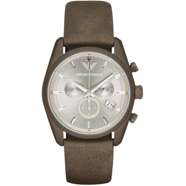 Emporio Armani Sportivo Chronograph Silver Dial Brown Leather Strap Watch For Men - AR6076 Buy Now By Emporio Armani