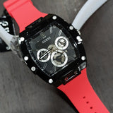 Guess Phoenix Multifunction Black Dial Red Rubber Strap Watch for Men - GW0203G4 Buy Now By Guess