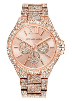 Michael Kors Camille Multifunctional Crystals Rose Gold Dial Rose Gold Steel Strap Watch for Women - MK6961 Buy Now By Michael Kors