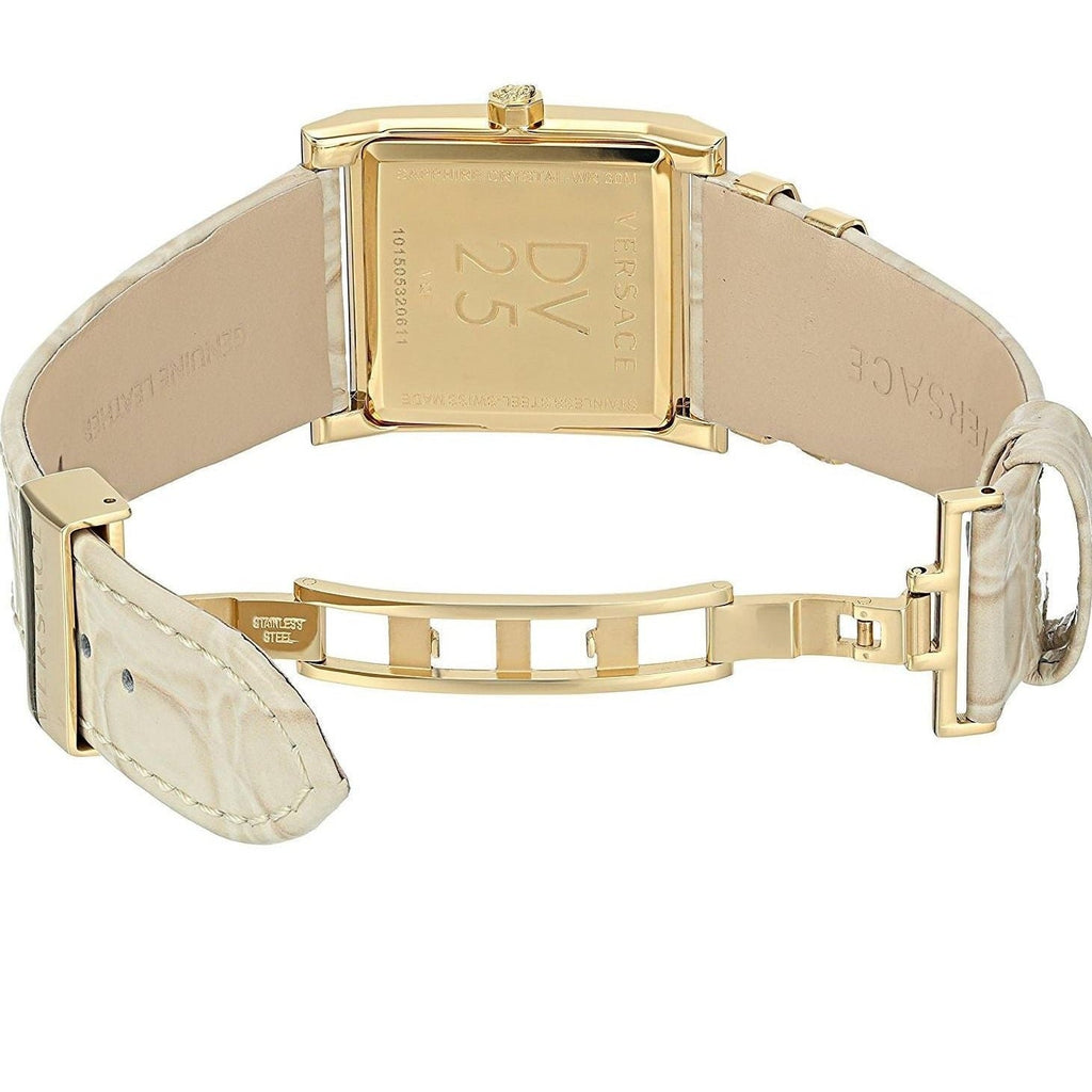 Versace DV-25 Gold Dial Off White Leather Strap Watch for Women - VQF030015 Buy Now By Versace