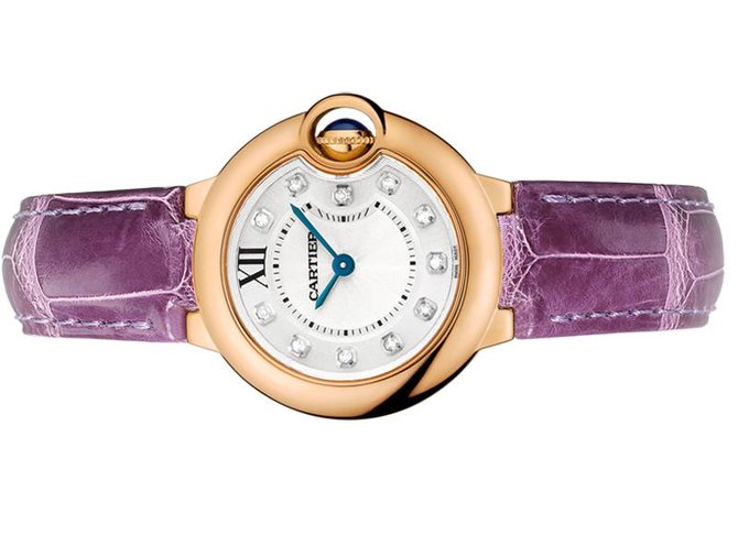 Cartier Ballon Bleu Diamonds White Dial Pink Leather Strap Watch for Women - WE902050 Buy Now By Cartier