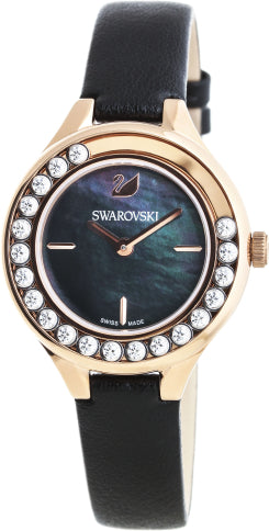 Swarovski Lovely Crystals Analog Black Dial Black Leather Strap Watch for Women - 5301877 Buy Now By Swarovski