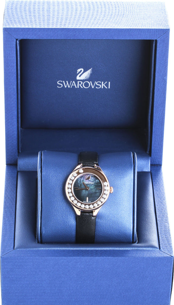 Swarovski Lovely Crystals Analog Black Dial Black Leather Strap Watch for Women - 5301877 Buy Now By Swarovski
