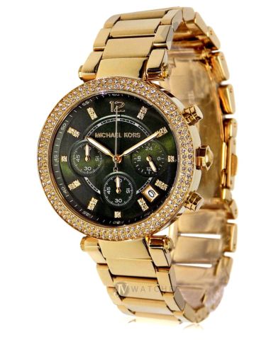 Michael Kors Parker Chronograph Green Dial Gold Steel Strap Watch for Women - MK6263 Buy Now By Michael Kors