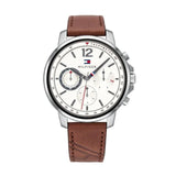 Tommy Hilfiger Landon Chronograph White Dial Brown Leather Strap Watch for Men - 1791531 Buy Now By Tommy Hilfiger