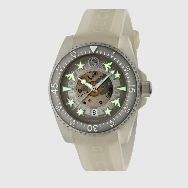 Gucci Dive Automatic White Dial White Rubber Strap Unisex Watch - YA136342 Buy Now By Gucci