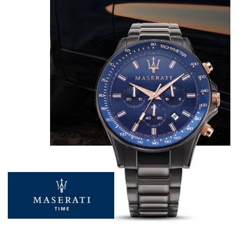 Maserati SFIDA Chronograph Blue Dial Grey Steel Strap Watch For Men - R8873640001 Buy Now By Maserati