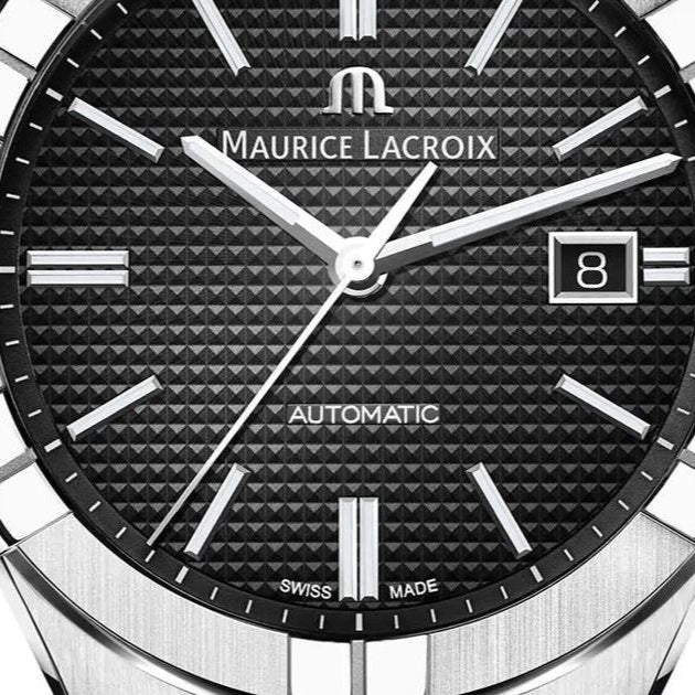 Maurice Lacroix Aikon Date Automatic Black Dial Black Leather Strap Watch For Men - AI6008-SS001-330-1 Buy Now By Maurice Lacroix