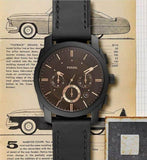Fossil Machine Chronograph Black Dial Black Leather Strap Watch for Men - FS5586 Buy Now By Fossil