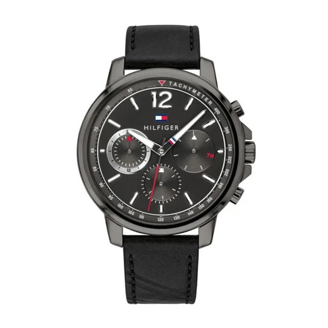 Tommy Hilfiger London Chronograph Grey Dial Black Leather Strap Watch for Men - 1791533 Buy Now By Tommy Hilfiger