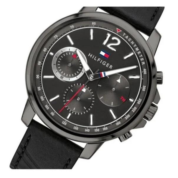 Tommy Hilfiger London Chronograph Grey Dial Black Leather Strap Watch for Men - 1791533 Buy Now By Tommy Hilfiger