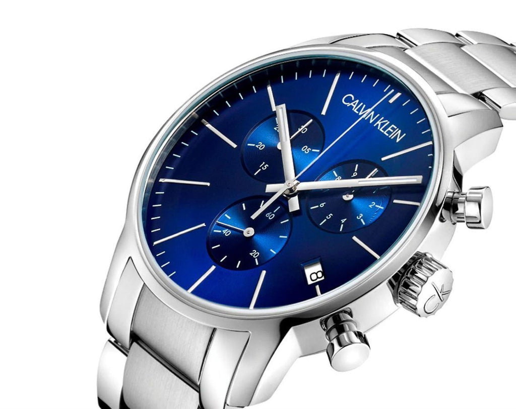 Calvin Klein City Chronograph Blue Dial Silver Steel Strap Watch for Men - K2G2714N Buy Now By Calvin Klein