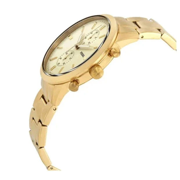 Fossil Townsman Chronograph White Dial Gold Steel Strap Watch for Men - FS5348 Buy Now By Fossil