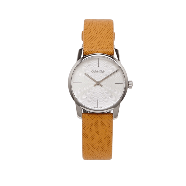 Calvin Klein City Silver Dial Orange Leather Strap Watch for Women - K2G231G6 Buy Now By Calvin Klein