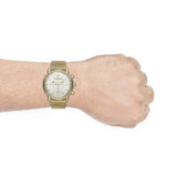 Emporio Armani Aviator Chronograph Quartz Beige Dial Gold Mesh Bracelet Watch For Men - AR11315 Buy Now By Emporio Armani