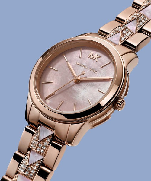 Michael Kors Runway Mother of Pearl Dial Rose Gold Steel Strap Watch For Women - MK6856 Buy Now By Michael Kors