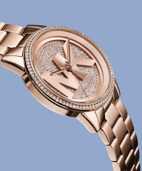 Michael Kors Ritz Analog Crystals Silver Dial Rose Gold Steel Strap Watch for Women - MK6863 Buy Now By Michael Kors