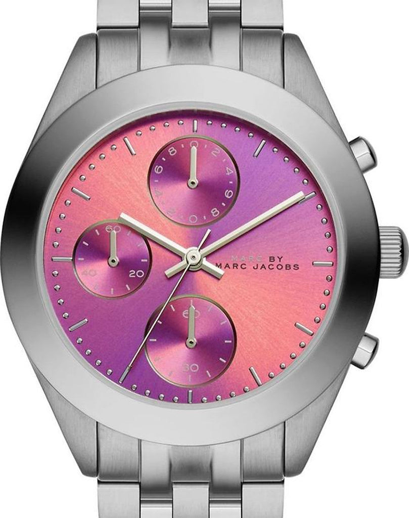 Marc Jacobs Peeker Chronograph Pink Dial Silver Steel Strap Watch for Women - MBM3372 Buy Now By Marc Jacobs