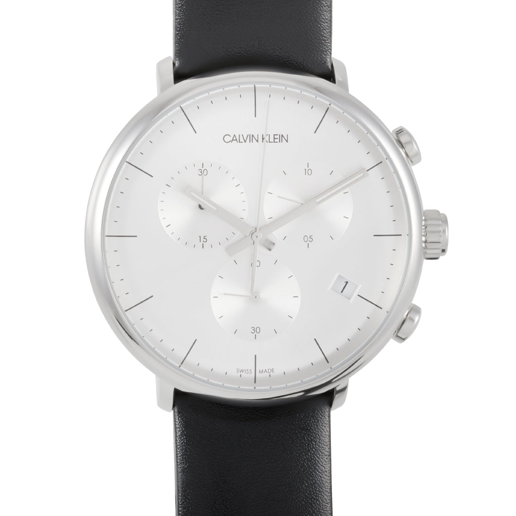 Calvin Klein High Noon Chronograph White Dial Black Leather Strap Watch for Men - K8M271C6 Buy Now By Calvin Klein