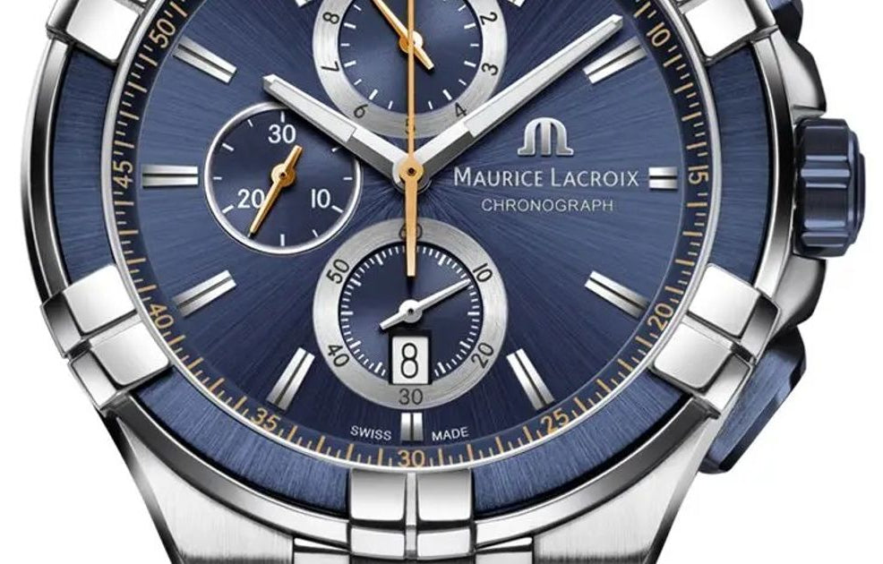 Maurice Lacroix Aikon Chronograph Blue Dial Blue Leather Strap Watch For Men - AI1018-SS001-432-4 Buy Now By Maurice Lacroix