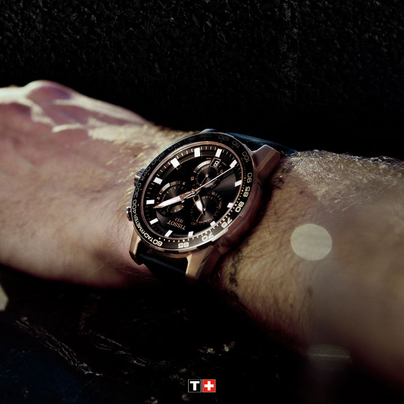 Tissot Supersport Chrono Black Dial Black Leather Strap Watch for Men - T125.617.36.051.00 Buy Now By Tissot