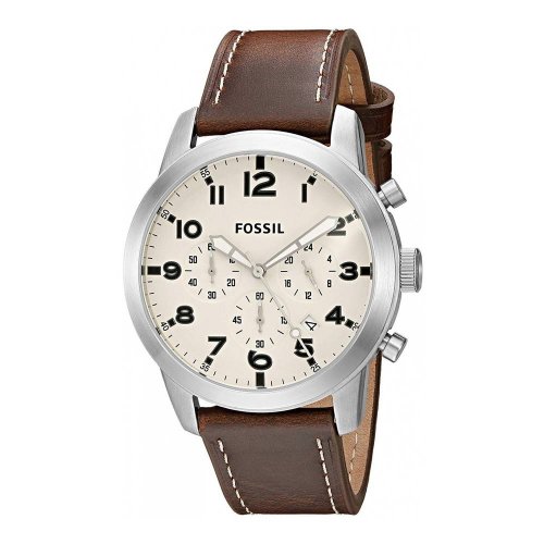 Fossil Pilot Chronograph White Dial Brown Leather Strap Watch for Men - FS5146 Buy Now By Fossil