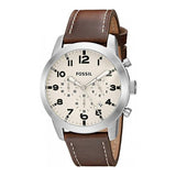 Fossil Pilot Chronograph White Dial Brown Leather Strap Watch for Men - FS5146 Buy Now By Fossil