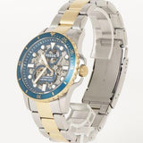 Fossil FB-01 Automatic Skeleton Blue Dial Two Tone Steel Strap Watch for Men - ME3191 Buy Now By Fossil