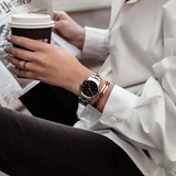 Daniel Wellington Iconic Link Black Dial Silver Steel Strap Watch For Women - DW00100206 Buy Now By Daniel Wellington