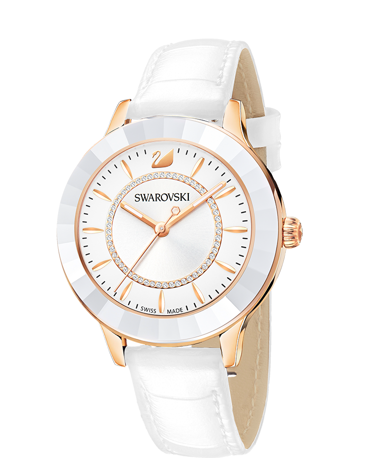 Swarovski Octea Lux White Dial White Leather Strap Watch for Women - 5414416 Buy Now By Swarovski