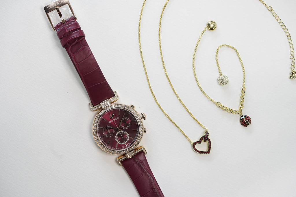 Swarovski Era Journey Red Dial Red Leather Strap Watch for Women - 5416701 Buy Now By Swarovski