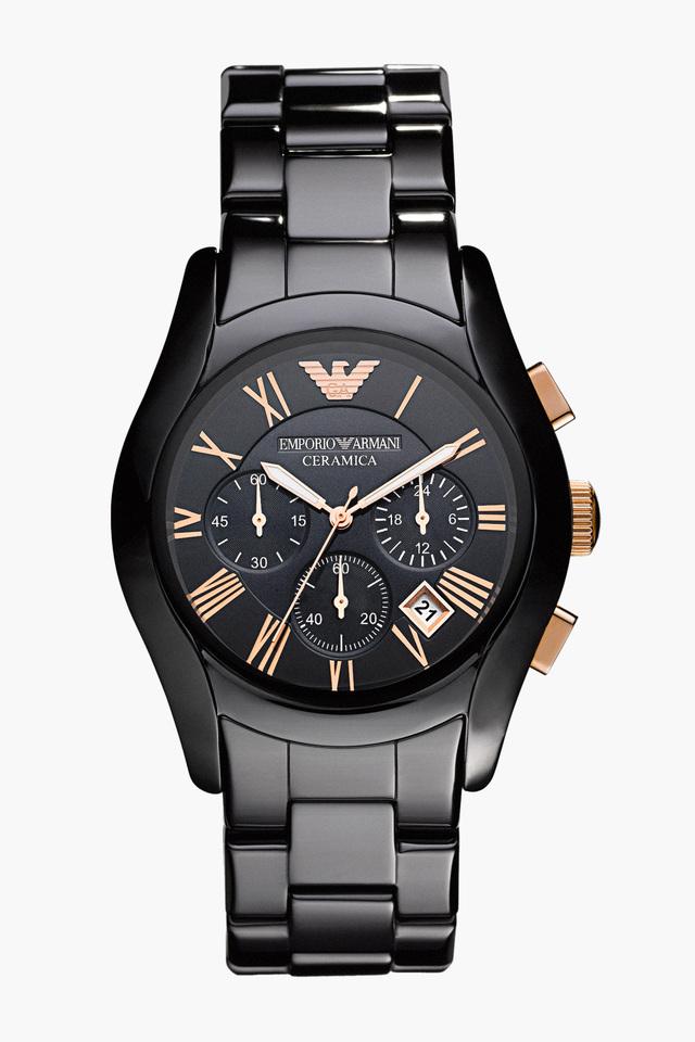 Emporio Armani Valente Ceramica Chronograph Black Dial Black Steel Strap Watch For Men - AR1410 Buy Now By Emporio Armani