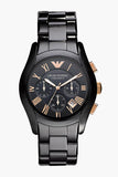 Emporio Armani Valente Ceramica Chronograph Black Dial Black Steel Strap Watch For Men - AR1410 Buy Now By Emporio Armani