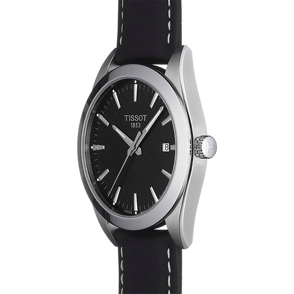 Tissot Gentleman Black Dial Black Leather Strap Watch For Men - T127.410.16.051.00 Buy Now By Tissot