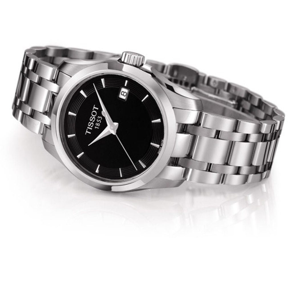 Tissot T Trend Couturier Lady Black Dial Silver Steel Strap Watch For Women - T035.210.11.051.00 Buy Now By Tissot