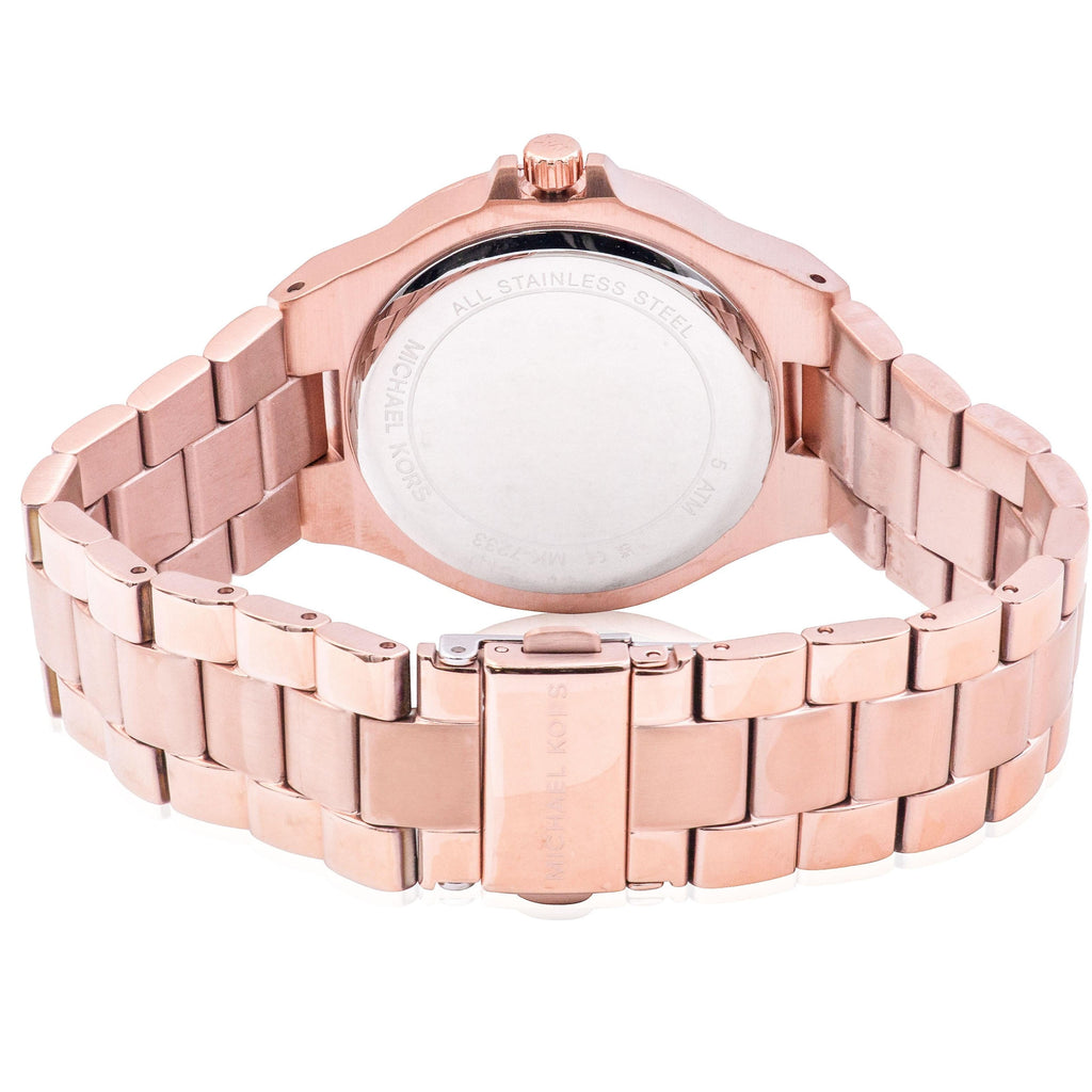 Michael Kors Lennox Three-Hand Black Dial Rose Gold Steel Strap Watch For Women - MK7233 Buy Now By Michael Kors